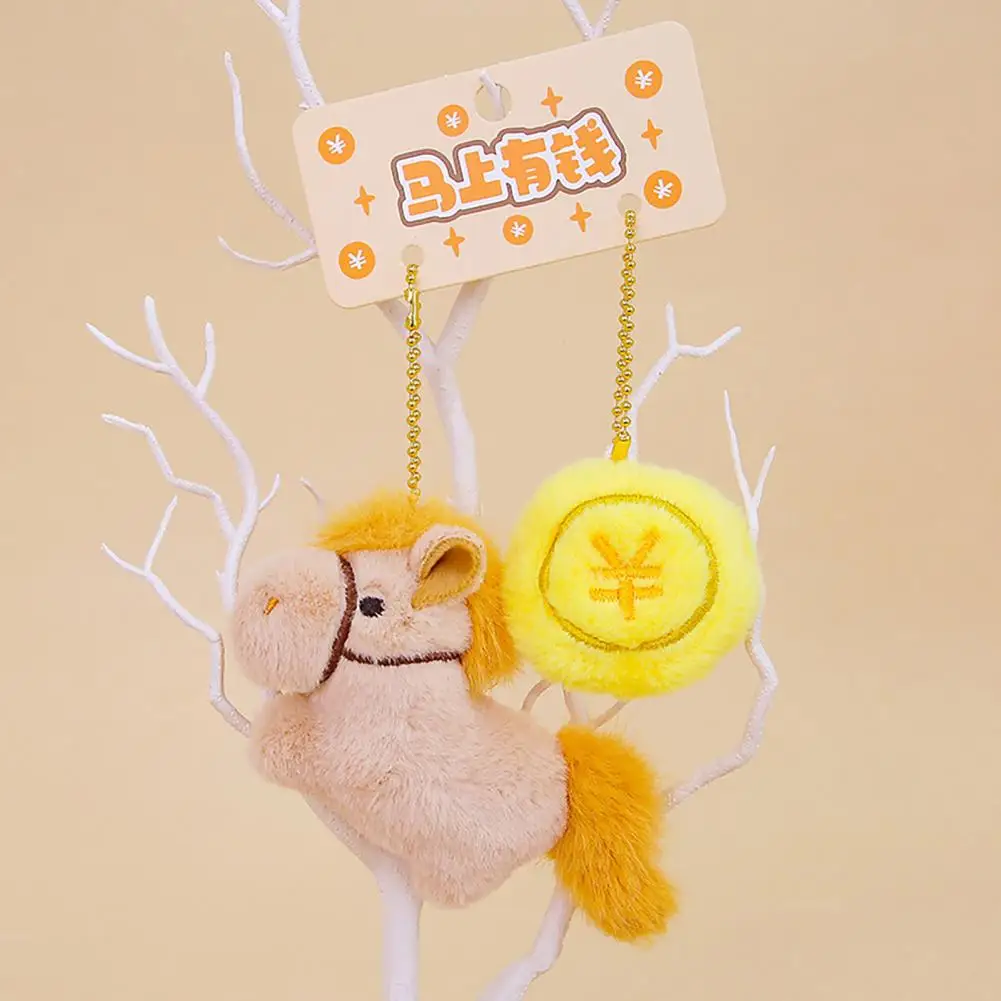 Playset cheval en peluche poupée poney porte-clés ensemble pour femmes année du cheval mascotte sac à dos charme cadeau mignon poney sac à main pendentif