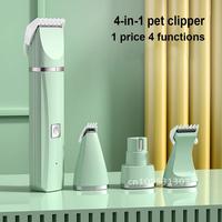 4 in 1 Pet Electric Hair Trimmer 5V Grooming With 4 Recharge Professional Cat USB For Clipper Haircut Grinder Nail Dogs Blades