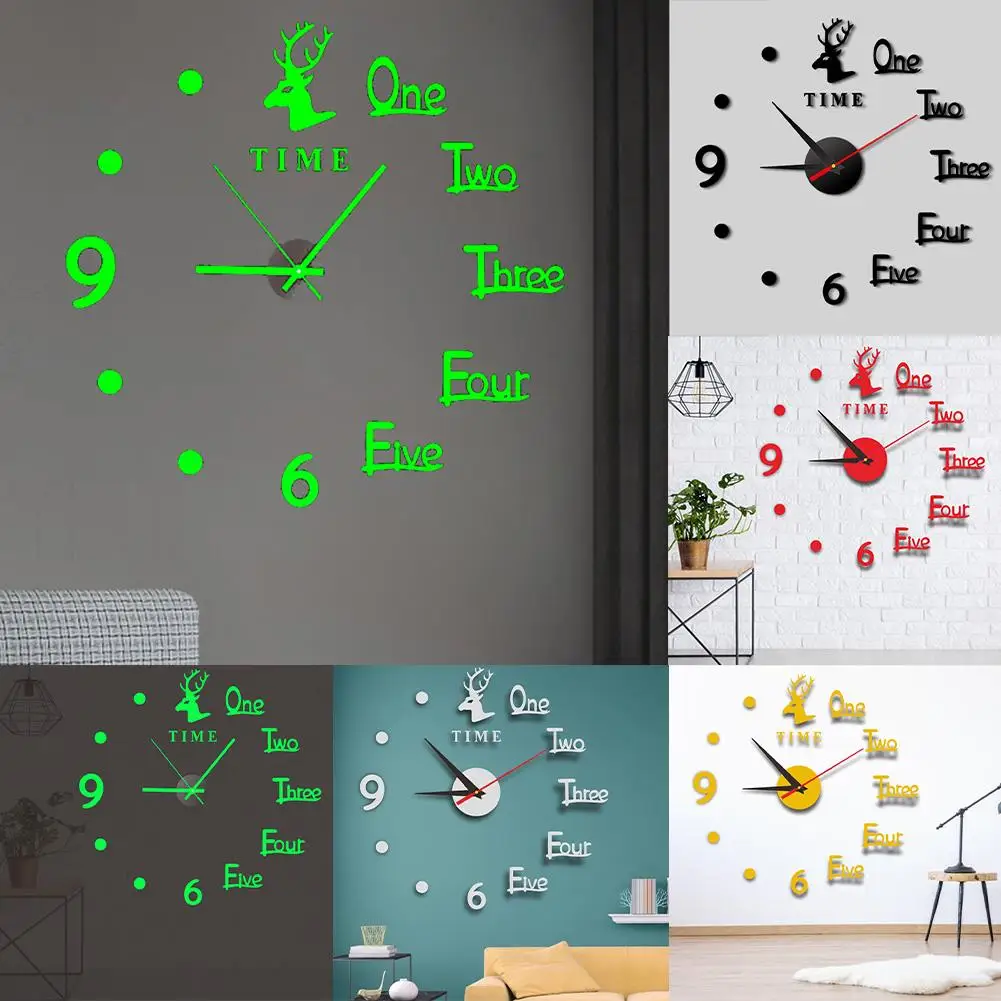 

Digital Wall Clock 3D Luminous Frameless Mirror Clock Wall Stickers Silent Clock For Living Room Bedroom Office Wall Decor