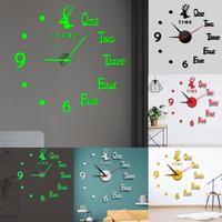 Digital Wall Clock 3D Luminous Frameless Mirror Clock Wall Stickers Silent Clock For Living Room Bedroom Office Wall Decor