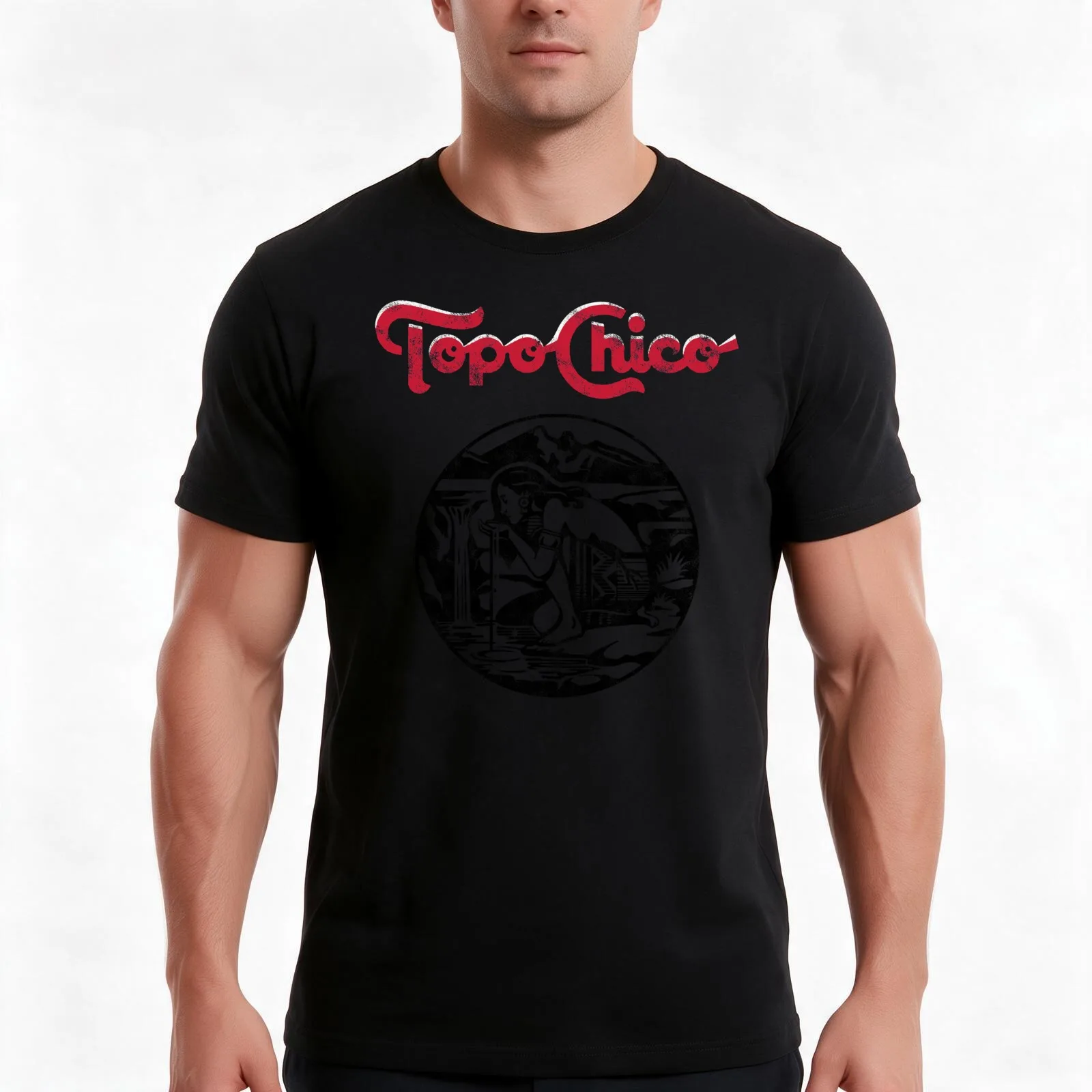 aztec princess - Topo Chico agua mineral worn and washed logo (sparkling mineral water) T-Shirt Summer Casual Cotton Tee