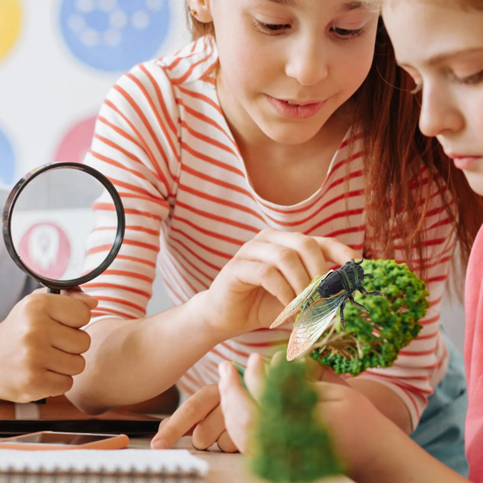 

2 шт. реалистичные пластиковые игрушки-цикады для изучения насекомых, развивающие познавательные способности, имитация реальных жуков