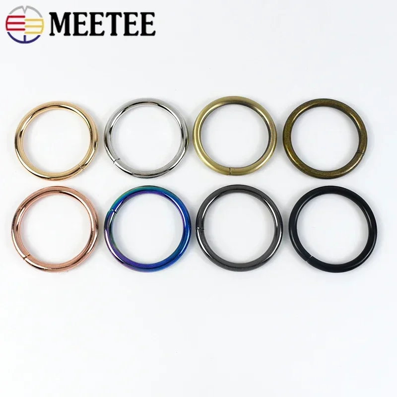 30Pcs Meetee 12-50mm O Rings Metal Buckles for Bag Dog Collar Webbing Loop Claps Belt Buckle Chain Hooks DIY Bags Accessories