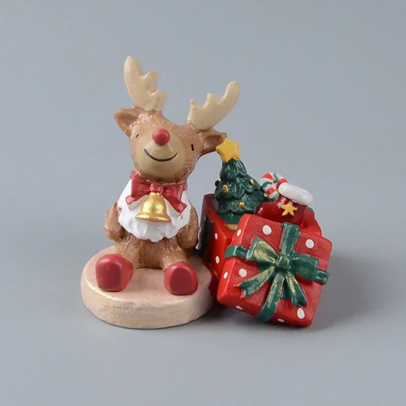 شجرة عيد الميلاد سانتا كلوز مقطورة زلاجة الأيائل ثلج شخصيات صغيرة لتقوم بها بنفسك سطح المكتب المنزل المشهد الديكور نموذج لعب لعيد الميلاد