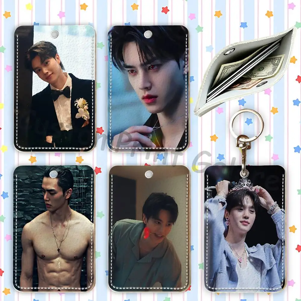 J-Jeong gu-won S-Song K-Kang Cartoon Movie Singer Game Anime Printed Leather Card Holder Can Store ID Card Subway Case