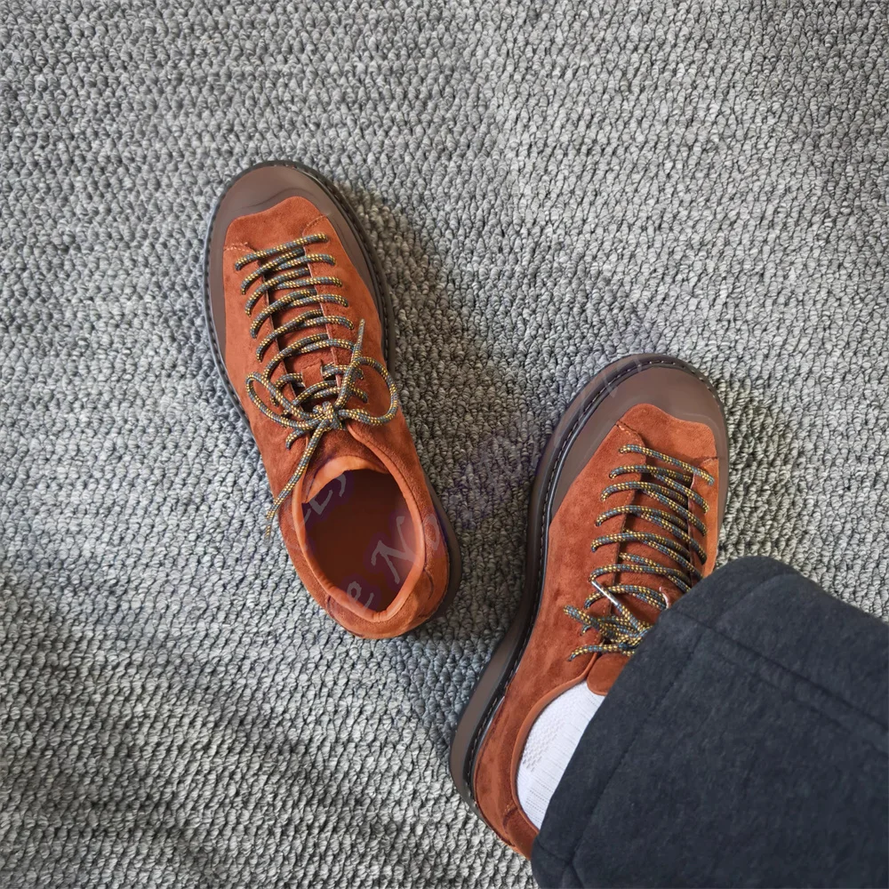 

Vintage Derby Shoes Men's Thick Sole Outdoor Casual British Style Round Head Climbing Shoes Strap Casual Leather Comfort Shoes