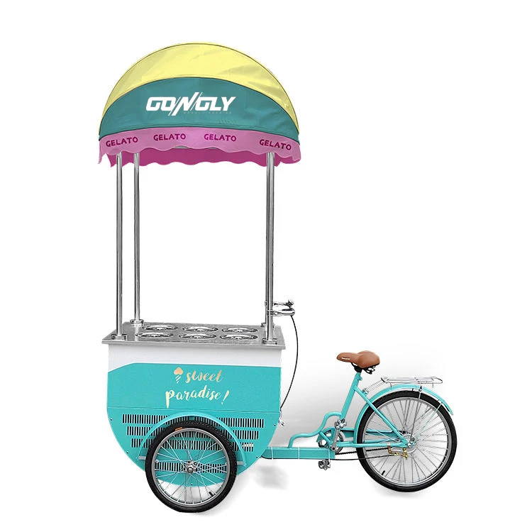 Italian Mobile Mini Gelato Push Kiosk Freezer Small Gelato Ice Cream Gelato Trolley Small Food Truck For Sale