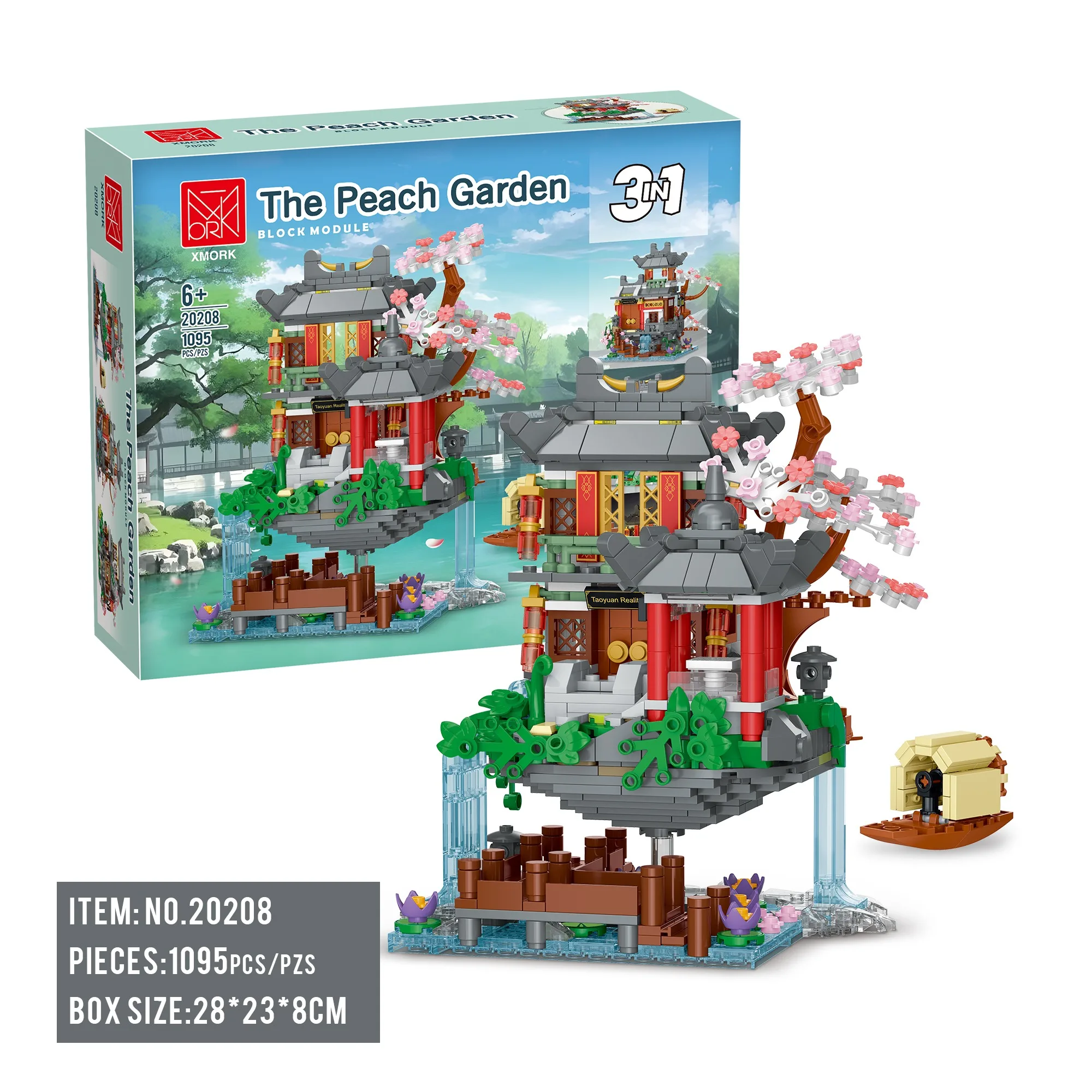 

Mythology Peach Blossom Land Building Blocks, Chinese Style Ancient Cabin Model With Light, 3 Forms Creative House Toy Gift