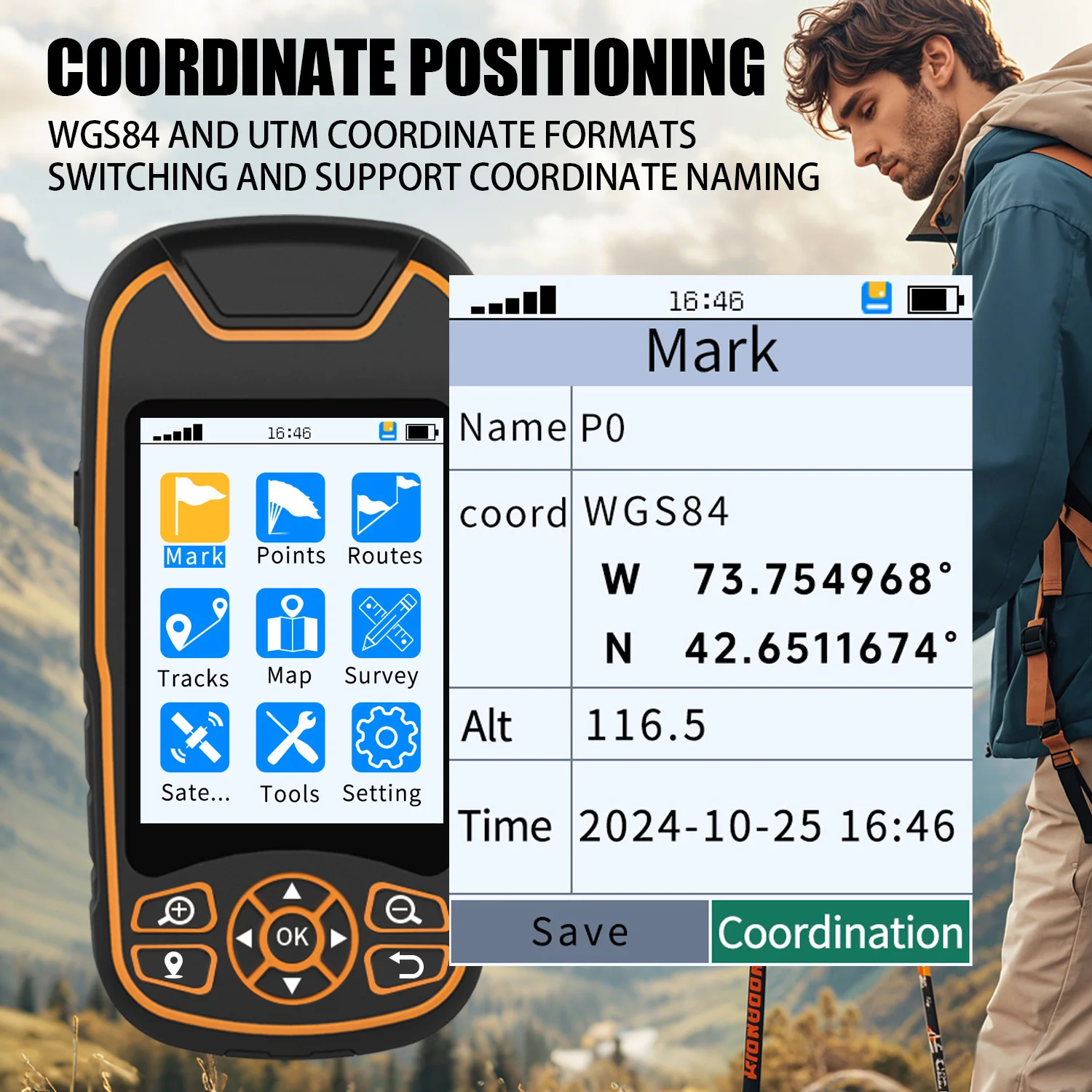 High precision COORDINATE COLLECTION SATELLITE MAP GPS COMPASS SATELLITE POSIT  handheld GPS for camping & hiking & exploration