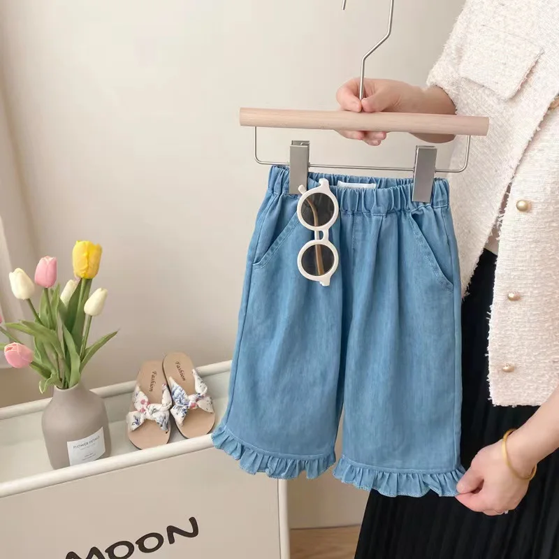 Girls' Pants Summer Thin Casual Pants Children's Western Style Fashion Jeans Baby Girl Summer Dress Outer Wear Anti Mosquito Pan