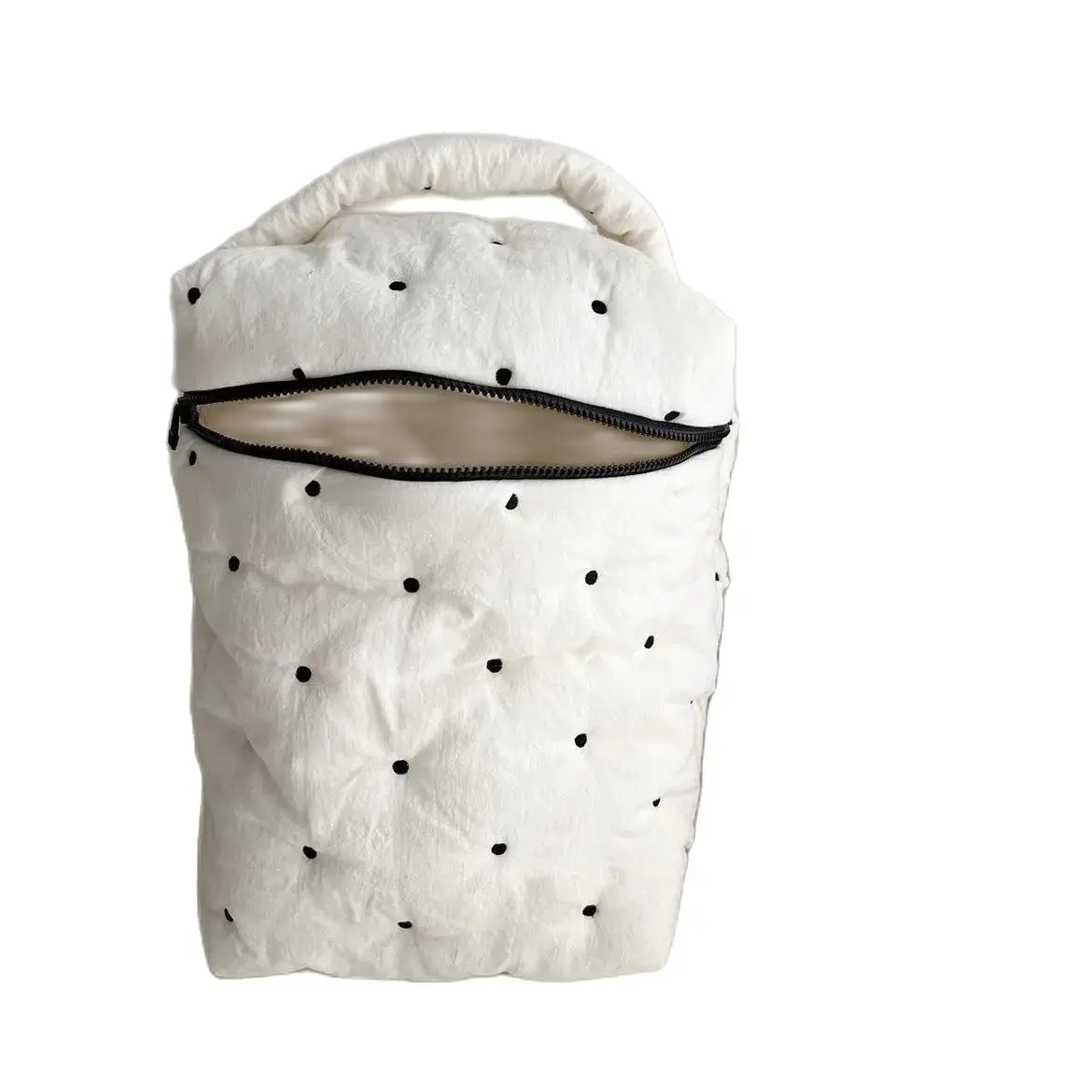 Diaper Wet Bag Storage Bag 2024 Ins Minimalist Pure White Polka Dot Pure Cotton Mommy Bag Hung on Stroller Zipper Portable