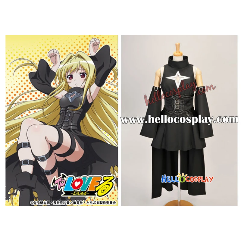 

To Love Ru Konjiki no Yami Golden Darkness Eve Cosplay Costume Anime Black Gothic Style Outfit Dress Clothing