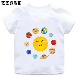 Hot Sale Planets Solar System Print Cartoon Kids T-Shirts Astronaut Girls Clothes Baby Boys T shirt Summer Children Tops,ooo5888