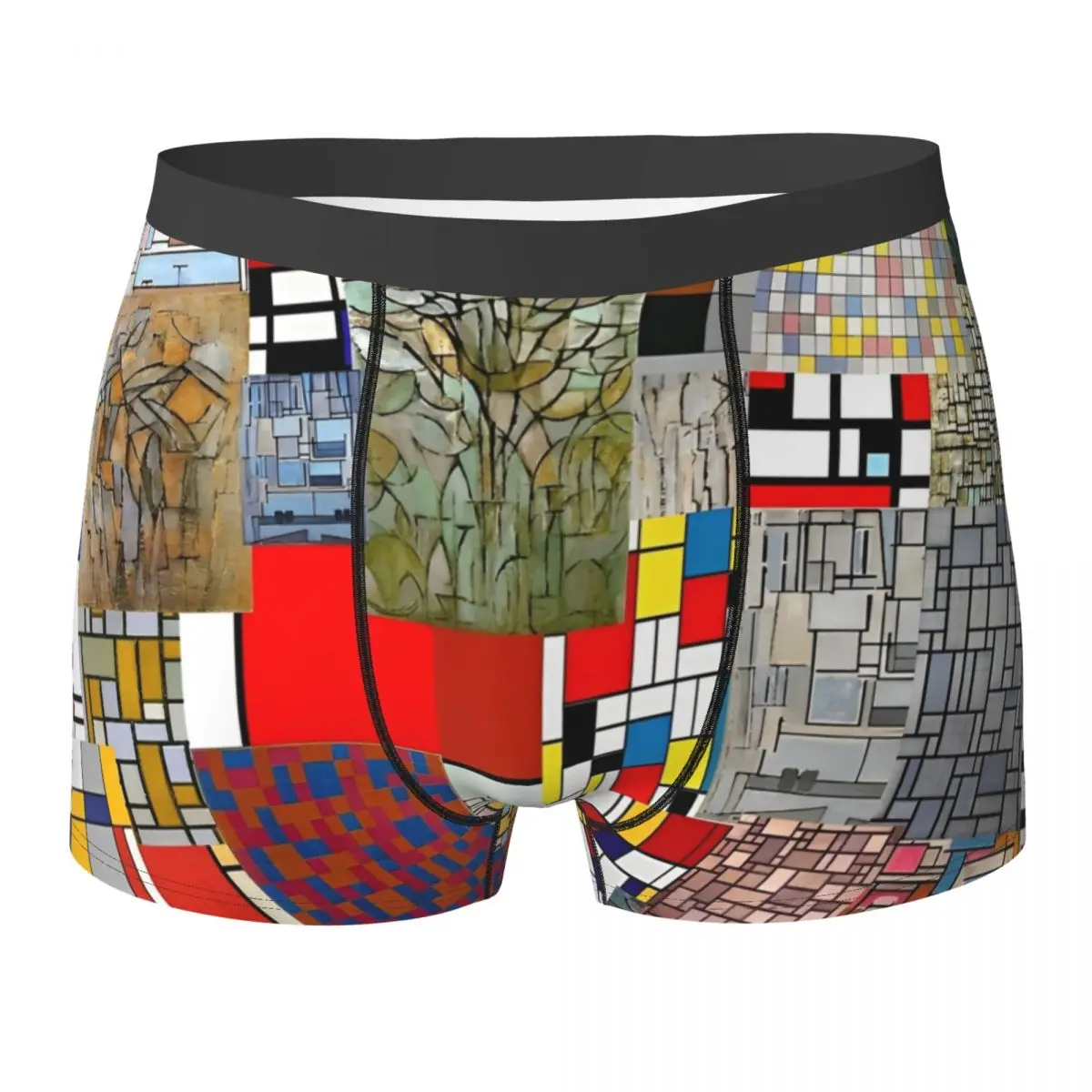 

Piet Mondrian геометрическое абстрактное нижнее белье с 3D сумкой, популярные шорты-боксеры, дизайнерские шорты, эластичные мужские трусы, большие размеры