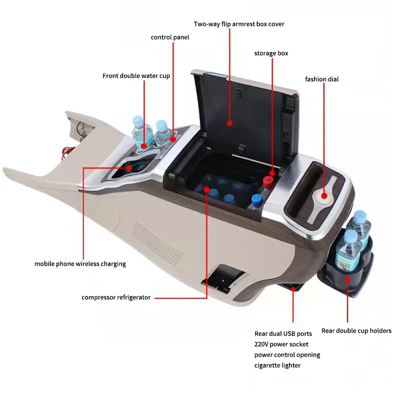 2023 Factory Manufacturer Car Item BJ Style Center Central Console Pp Abs Armrest Box For Vito V250 Autotuning Upgrade