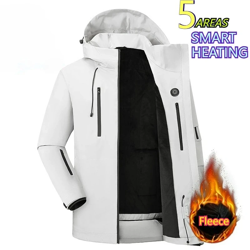 

2025 New Winter Men Heated Jacket Thermal Snow USB Electric Heating Parka and 5 Carbon Fiber Heating Pads Bodywarmer Outerwear