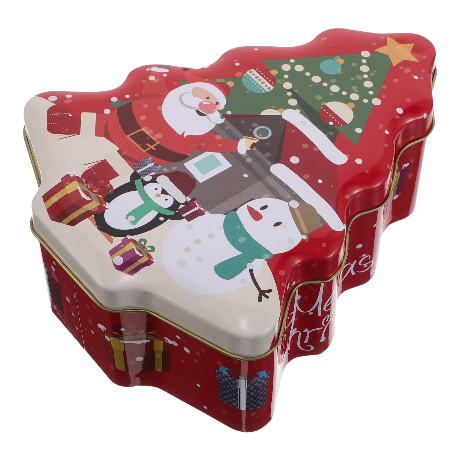 

Christmas Tree Shaped Candy Box Metal Cookie Tin with Lid Holiday Treat Storage Decorative Favor Container for Seasonal Gifts