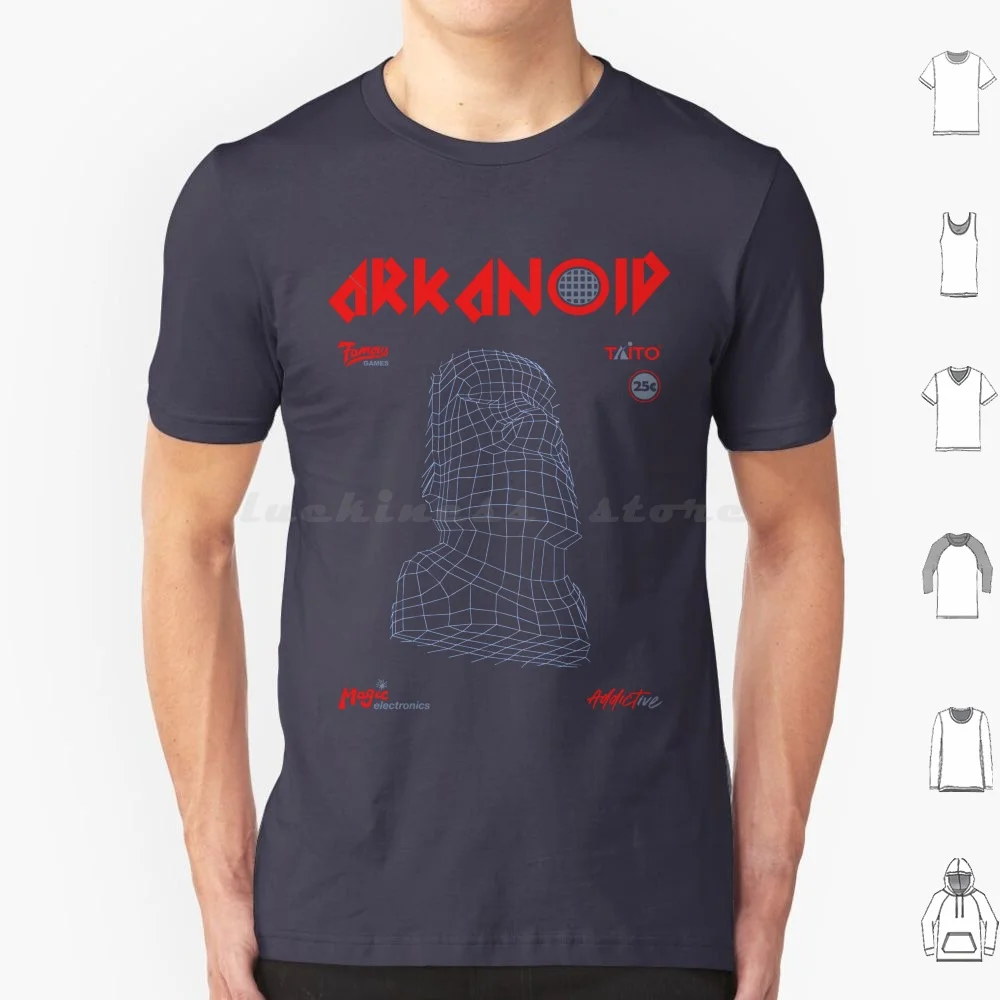 Arkanoid Retro Vintage Arcade T Shirt Di Grandi Dimensioni 100% Cotone Arkanoid Taito Revenge Of Doh Operazione Arcadian Wolf Asteroidi