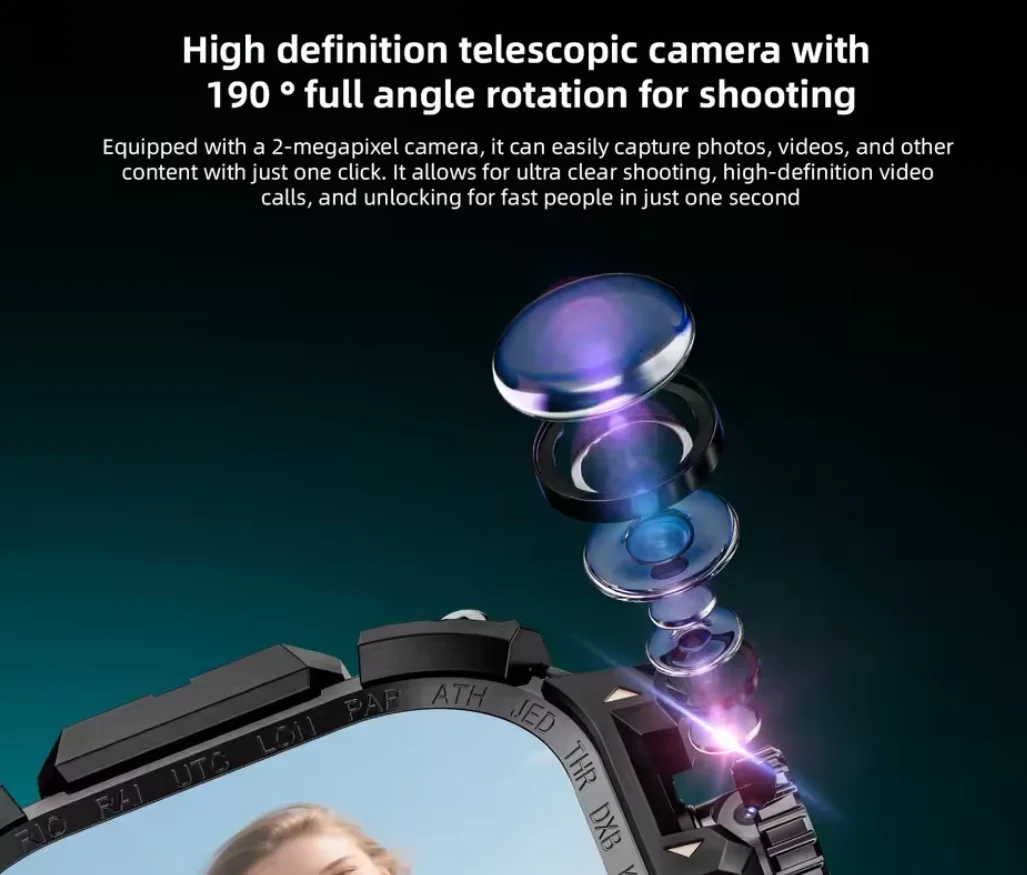 LOKMAT 4G SIM Card Orologio Android Telefono APPLLP 7 MAX 2.06 Quadrato Grande Schermo Wifi Smartwatch Doppia Fotocamera Torcia Elettrica Orologio da Gioco