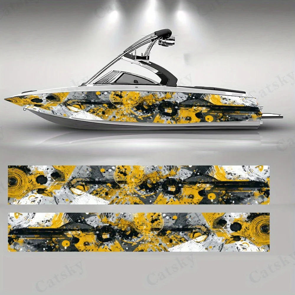 

Yellow and Black Dots Brush Texture Industrial Boat Sticker Vinyl Ship Pontoon Deck Boat Fishing Decorative Pontoon Boats Decal