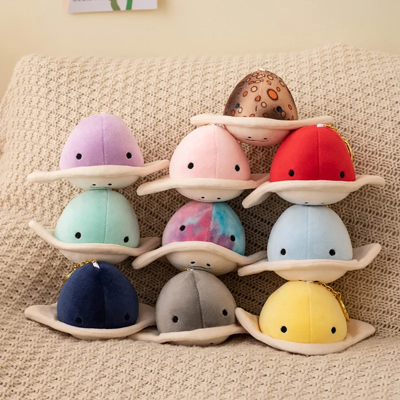 10cm New Ray Fish Keychain Soft Plush Toy Pendant Stuffed Sea Fish Doll Kawaii Backpack Bag Decor Birthday Gifts for Girls Boys