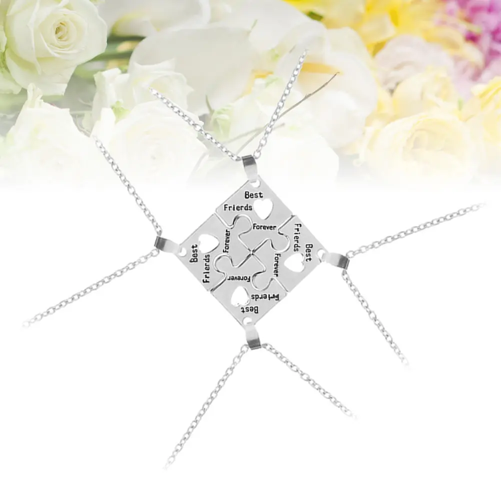 Juego de 4 Collares de la Amistad Bbf con Colgante de Pieza de Rompecabezas, Regalo de Joyería para Mejores Amigas, Adolescentes, Niñas, Cumpleaños, Navidad