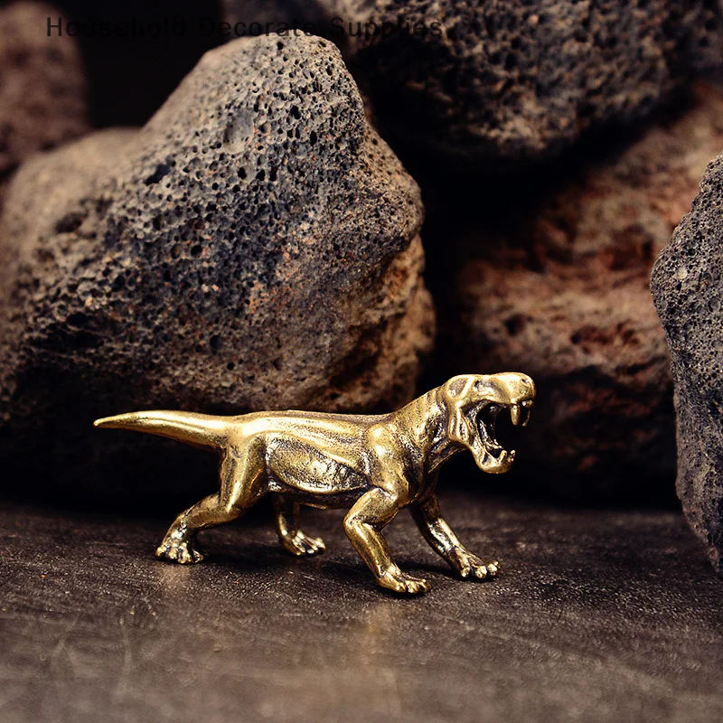 Ancient Animal Dinosaur Statue Car Decoration Craft Home Decor Accessories Retro Brass Dinosaur Miniature Figurines