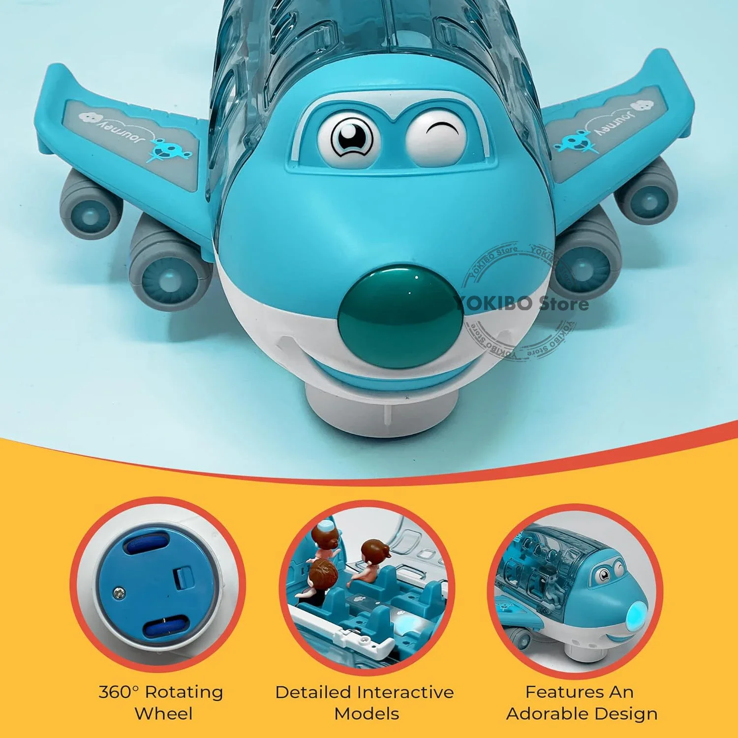 Kids Airplane Toy Bump Go Airplane Toy with Lights Sounds Play Vehicle Toys for Boys & Girls 3-12 Play Airplanes Toys Baby Toys