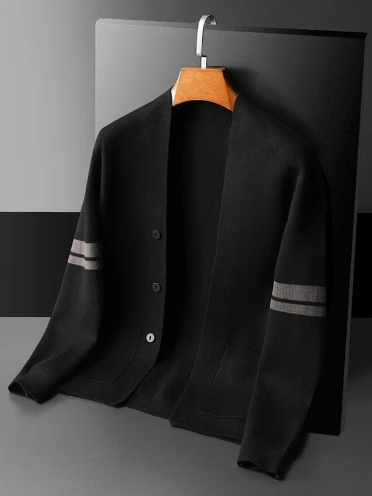 

Knitted Wool Sweater for Men V-Ne Button-Up Slim Fit Casual Cardigan Autumn Outerwear Youthful Vitali Sle
