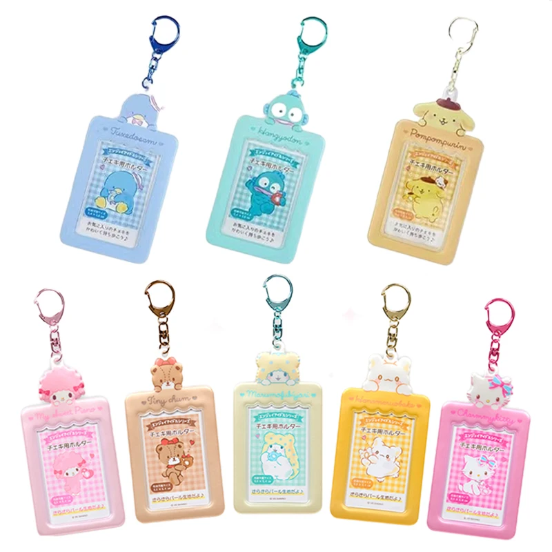 

Sanrios Gudetama Keychain with Photo Card Holder Anime Keroppi Tuxedosam Photocard Holder Key Ring Accessory for Bag Backpack