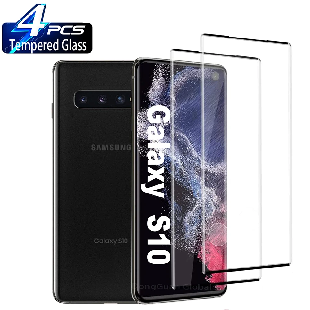 

1/4Pcs 3D Tempered Glass For Samsung Galaxy S10 SM-G973 SM-G977 Fingerprint Curved Anti Scratch Screen Protector Glass Film