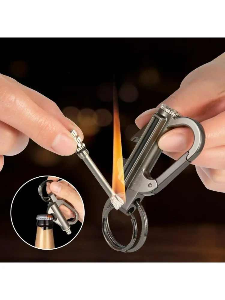 Nouveau porte-clés multifonctionnel, allumeur d'huile de carburant, ouvre-bouteille adapté à la maison, briquet en métal Durable, cadeaux Mne