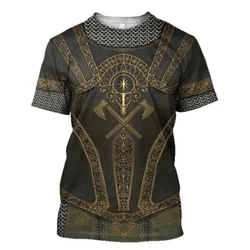 Men's Medieval Templar Armor 3D Printed T-shirt Street Fashion Unisex Casual Loose Large Summer Quick Dry Versatile Shirt