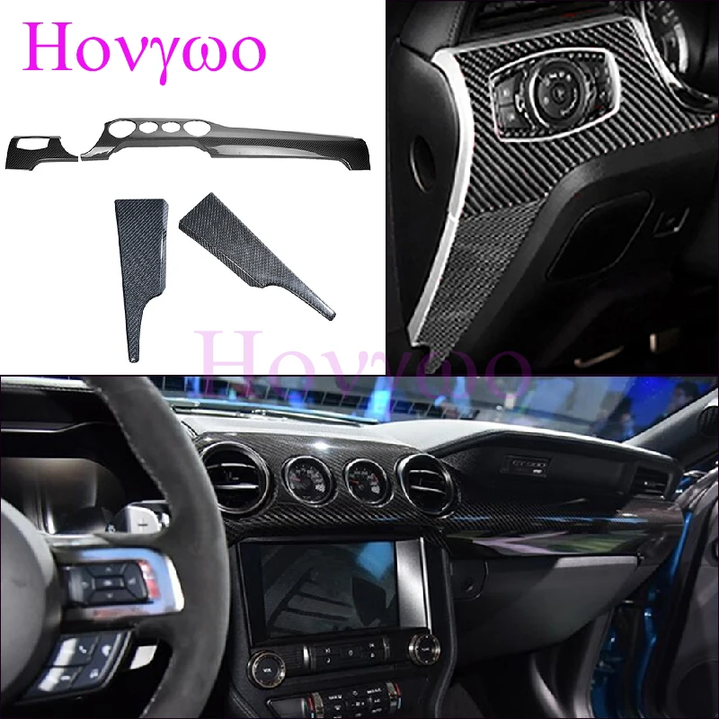 

4pcs Real Dry Carbon Car Interior Dash Cover Dashboard Kits For Ford Mustang GT 2015-2023