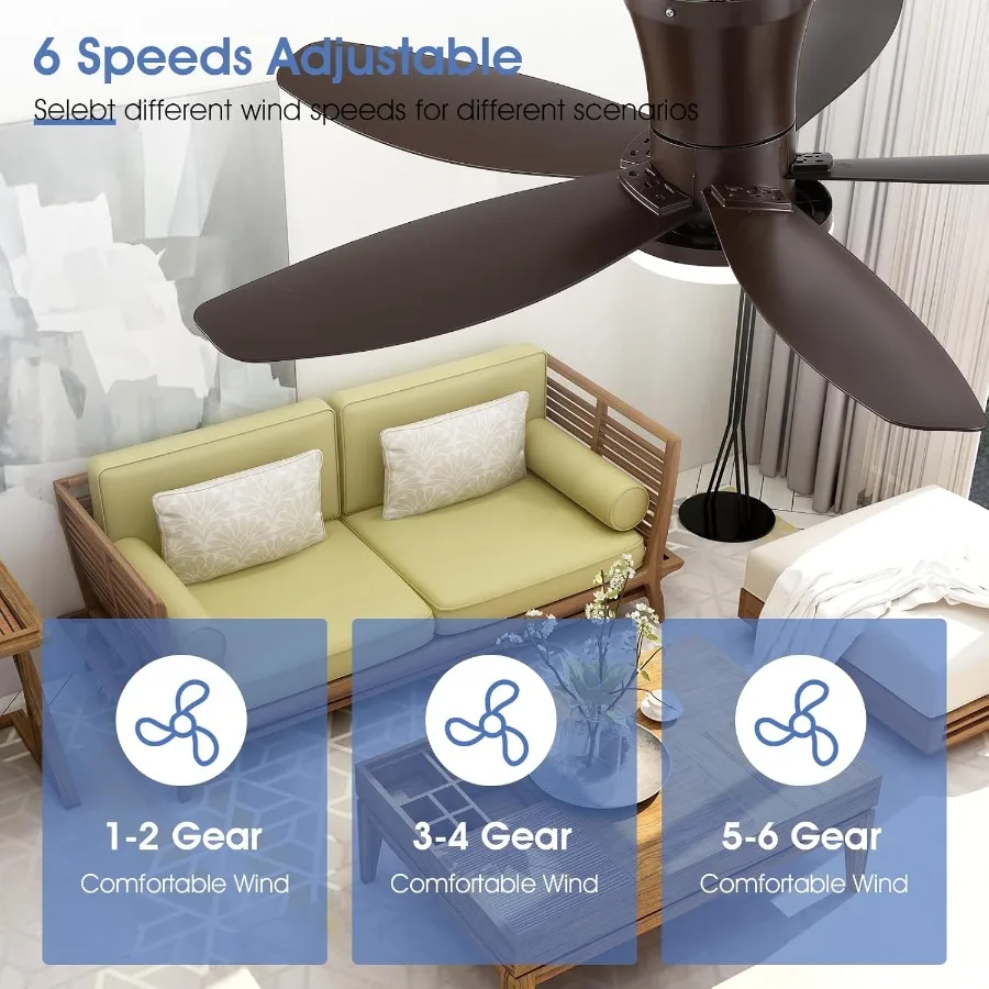 مراوح سقف 36 بوصة مع ضوء وجهاز تحكم عن بعد في التطبيق لغرف المعيشة المنزلية وغرف النوم 5 شفرات تصميم محرك قابل للعكس 3 ألوان Di