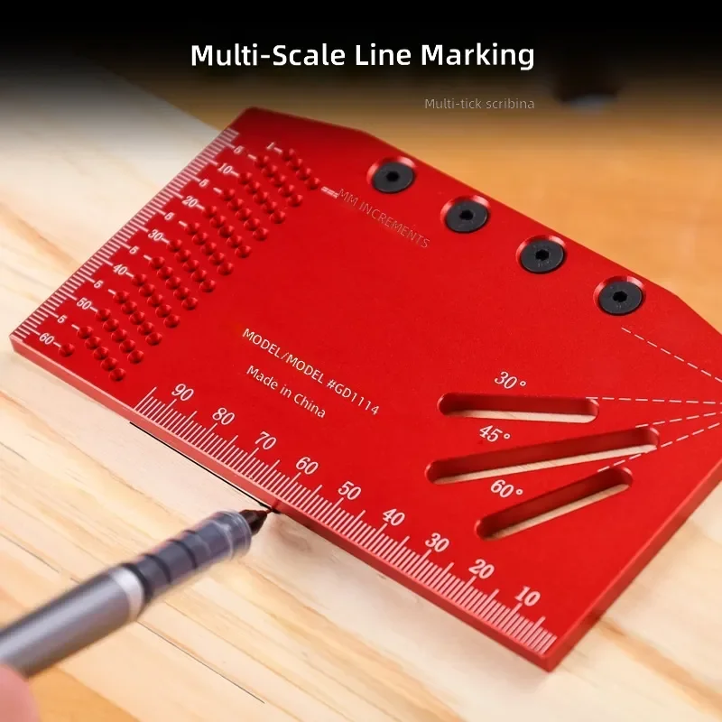 Woodworking Scribing Ruler Aluminum Alloy Scriber Straight Angle Height Gauge Contour Profile Copy Tool for Carpentry DIY