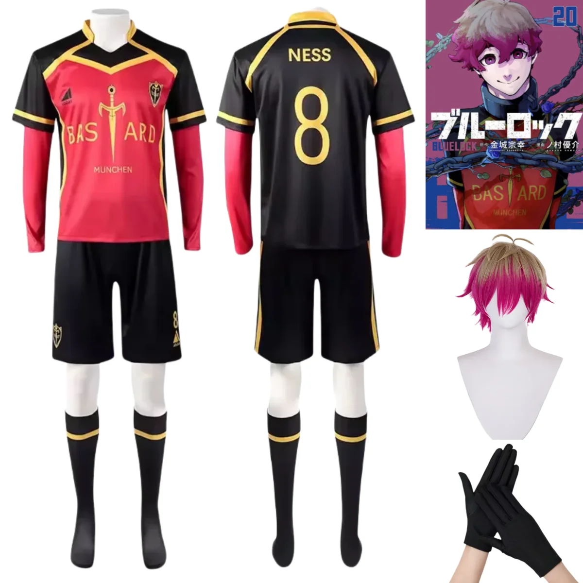 أزياء أنيمي بلو لوك نيس التأثيرية أليكسس نيس باروكات باستارد مونشين فريق كرة القدم جيرسي # طقم زي كرة القدم 8 نيس للرجال
