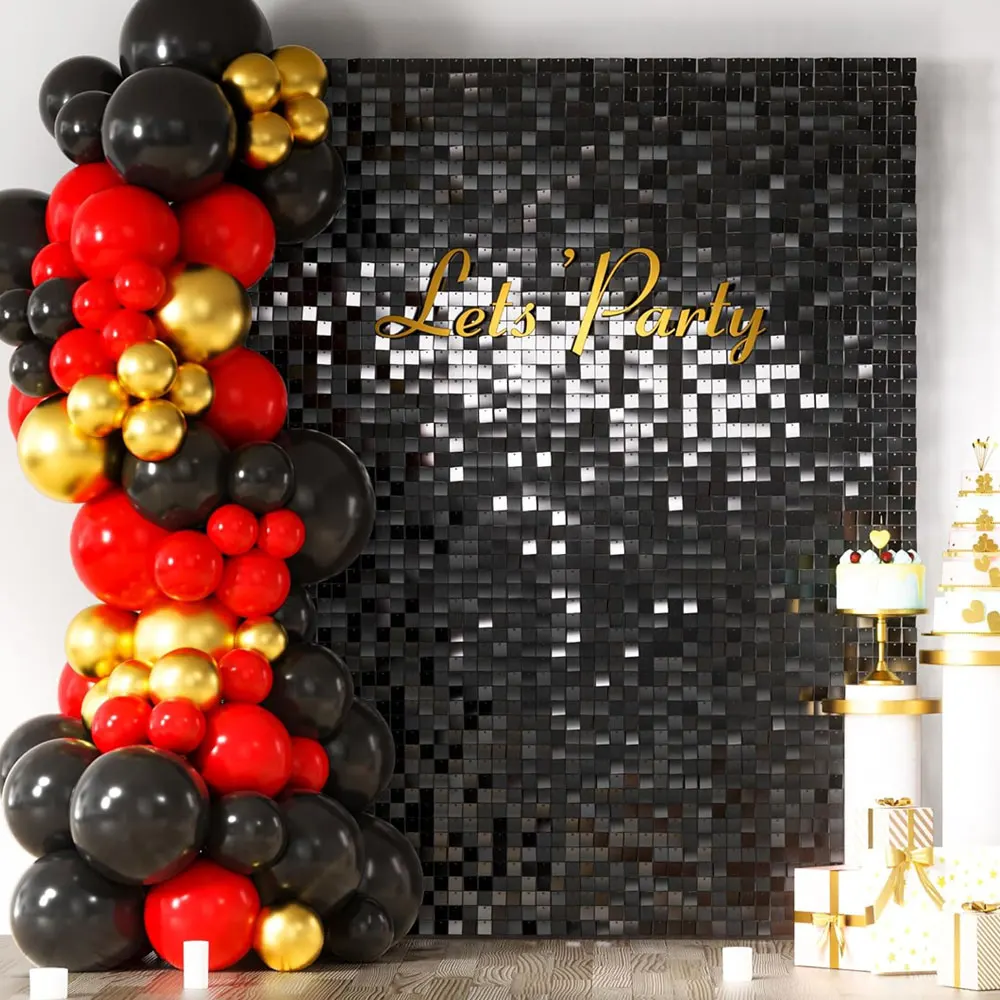 12 stuks licht goud glans muur achtergrond helder champagne goud vierkante pailletten achtergrond panelen voor verjaardag jubileum bruiloft deco
