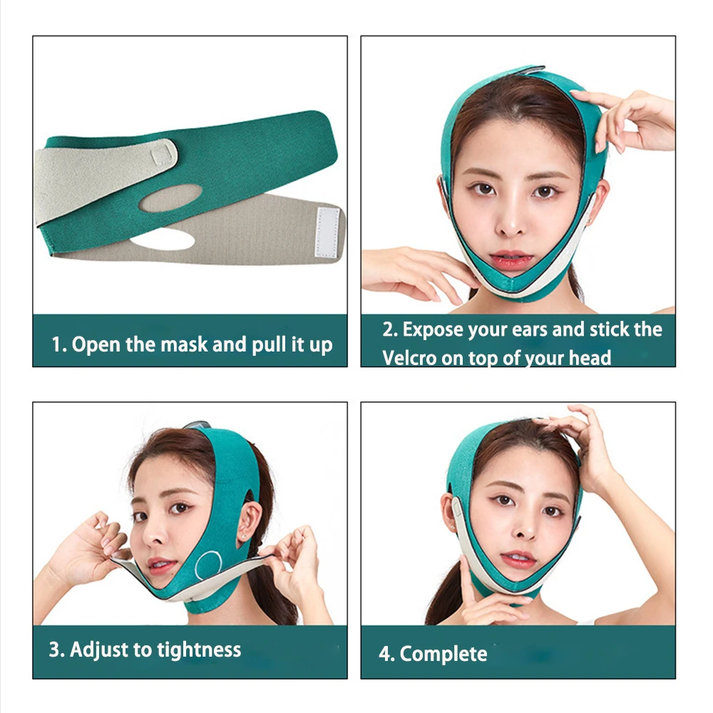 النساء الوجه ضمادة ضئيلة مزدوجة الذقن رفع الفرقة الخامس خط المشكل الذقن الخد رفع حزام تدليك الوجه حزام الجمال أدوات العناية بالبشرة #5