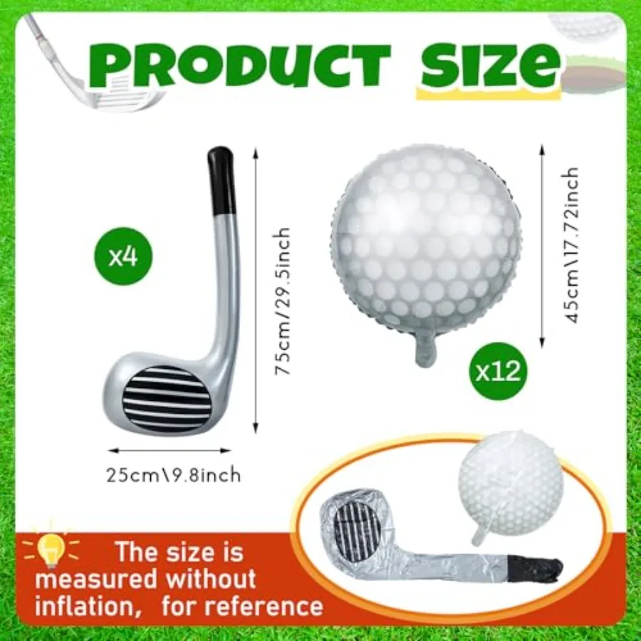 Juego de 16 Uds de globos de Golf, pelota de 18 pulgadas y 30 globos de aluminio en forma de palos para decoraciones para fiestas de cumpleaños, eventos temáticos de Golf, deportes Pa