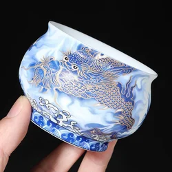 Handmade Master Cup Ceramic Teacup Ice Jade Porcelain Dragon Shengshi Teacup Office specific Personal Cup Business Gift