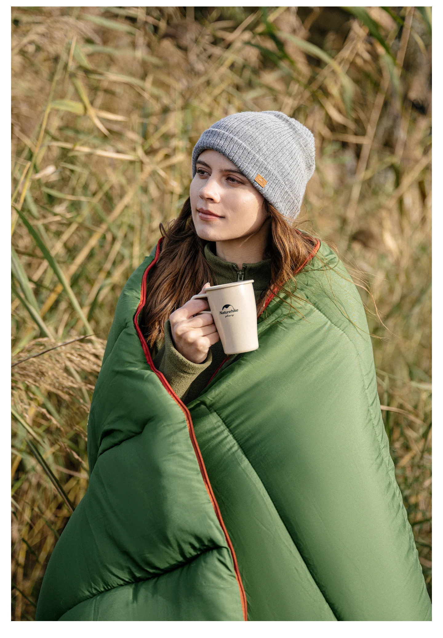 Naturehike 2026 Neuer Schlafsack mit Kapuze, große Seitenöffnungen, faltbar, doppellagig, warm, 4-Jahreszeiten-Camping-Schlafsack – Detail 7