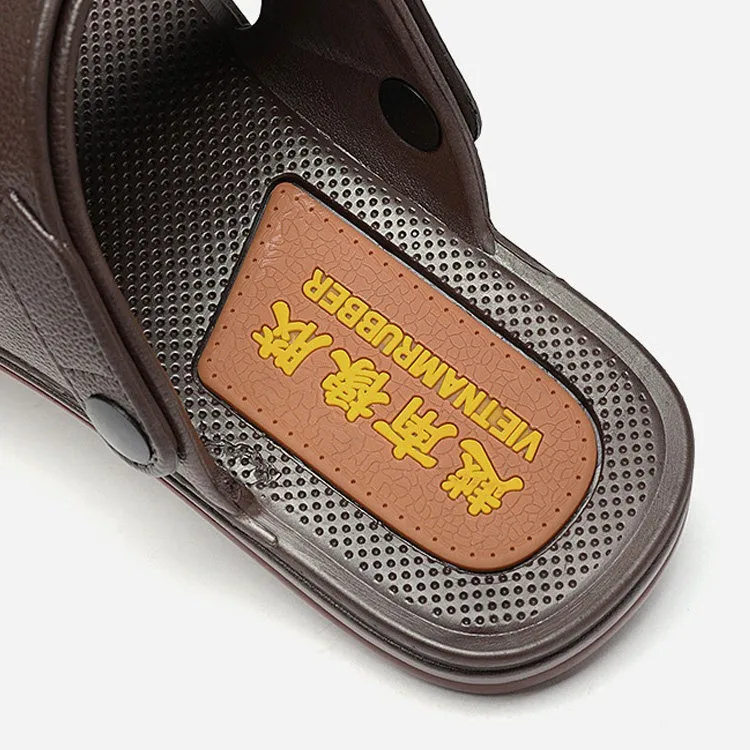 Men's Outdoor Wear Anti-Slip Open-Toe Sandals Rubber Sole Summer Wear-Resistant Plastic Waterproof Water Soakable Slippers