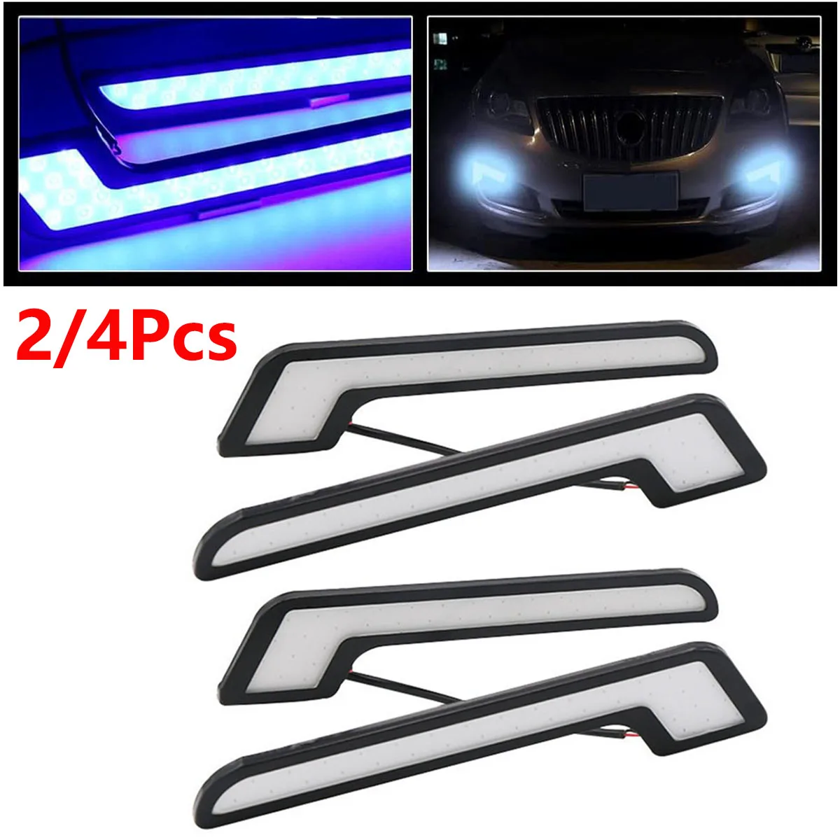 

2/4Pcs Universal Daytime Running Lights LED Blue Light L-Shape Strips 12V LED DRL DIY LED Lamp Car Light Bar Car Driving Lamps