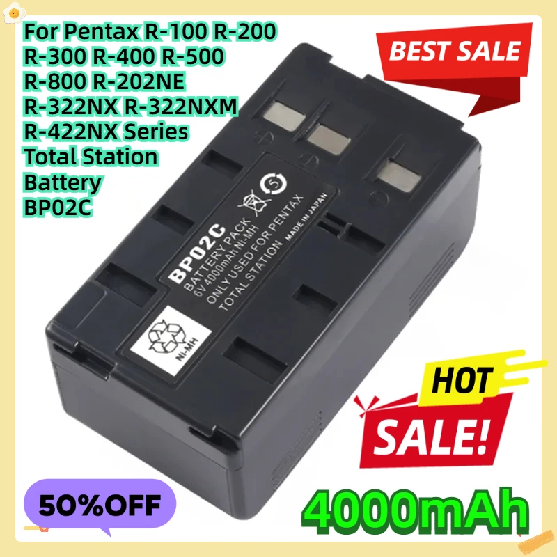 

For Pentax R-100 R-200 R-300 R-400 R-500 R-800 R-202NE R-322NX R-322NXM R-422NX Series Total Station 6.0V 4000mAh Battery BP02C