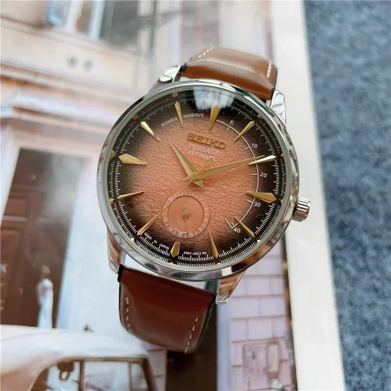 100%Original SEIKO PRESAGE Series Couple Watches High Quality Leather Multifunctional Exquisite Creative Dial Men WristWatches