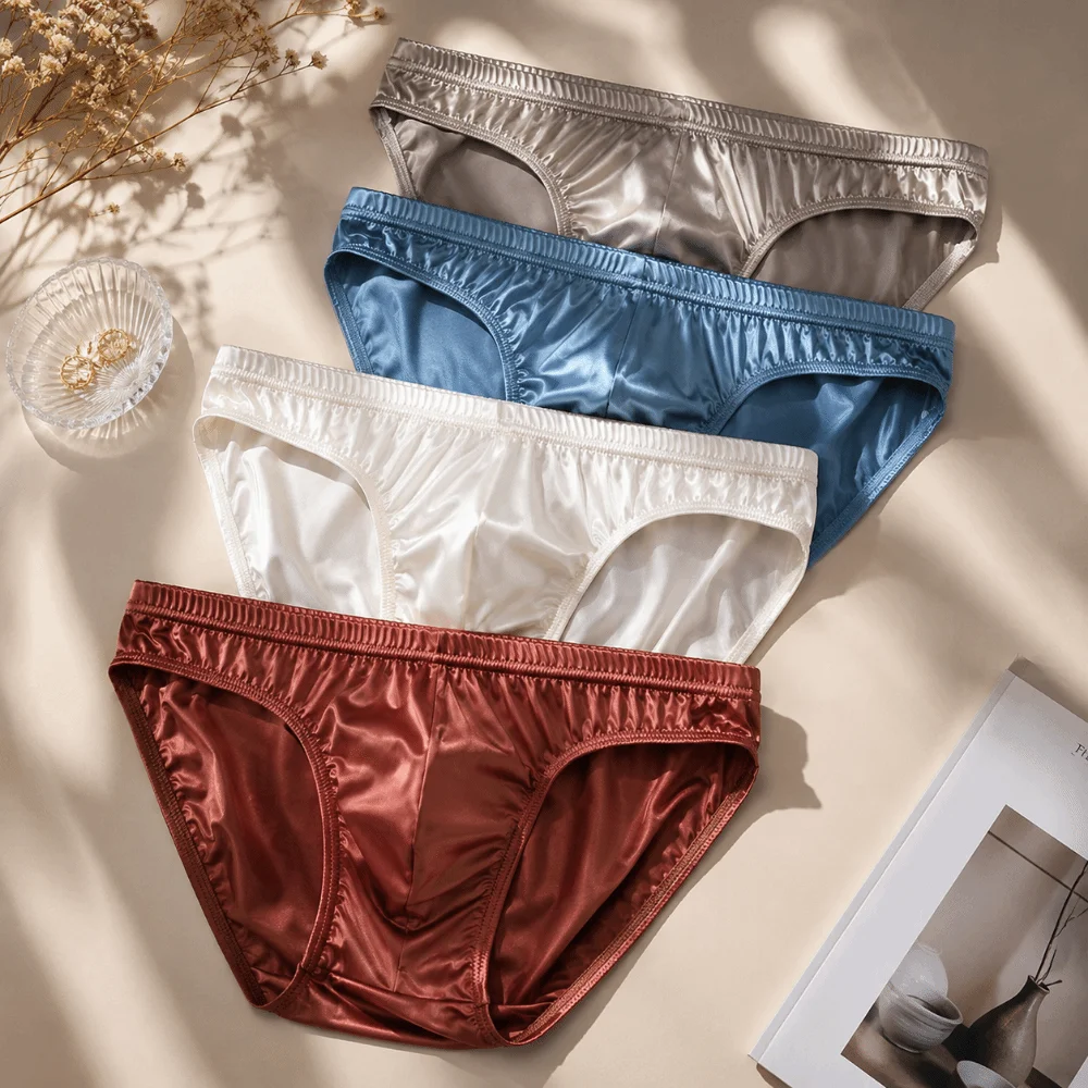 Underpants Smooth Men's Underwear Bulge Pouch Lingerie Ice Silk Briefs Breathable Low Waist Triangle Briefs Exercise
