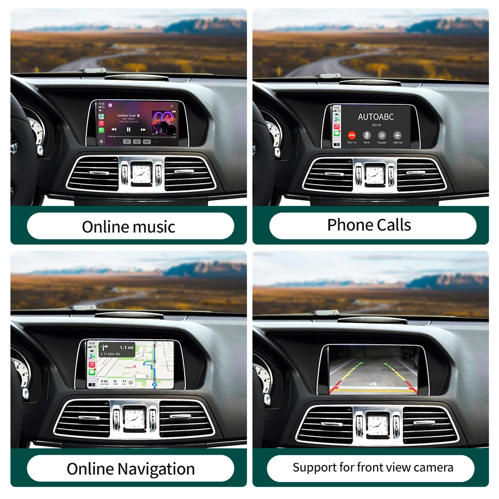 Wireless CarPlay Android Auto สำหรับรถยนต์ Mercedes Benz E-Class W212 E Coupe C207 ปี 2012-2016 พร้อม Mirror Link AirPlay Car Play