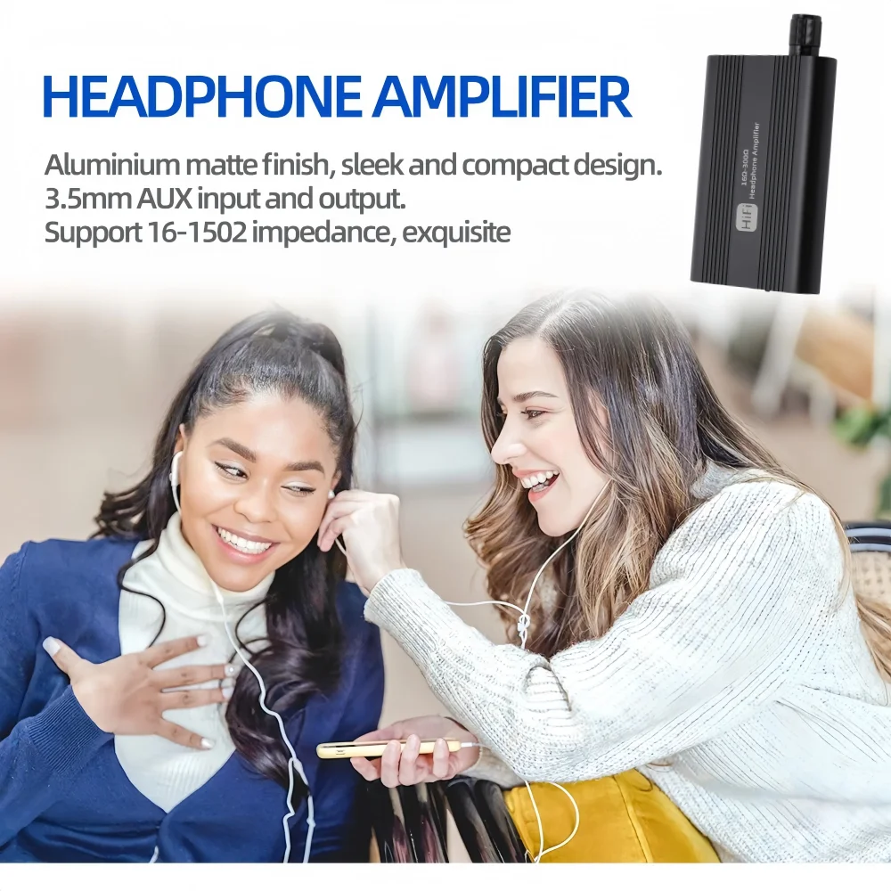 16-300Ω HiFi Headphone Amplifier Portable 3.5mm AUX Audio Receiver Music Player Earphone Amplifier For Phone With 3.5MM Cable