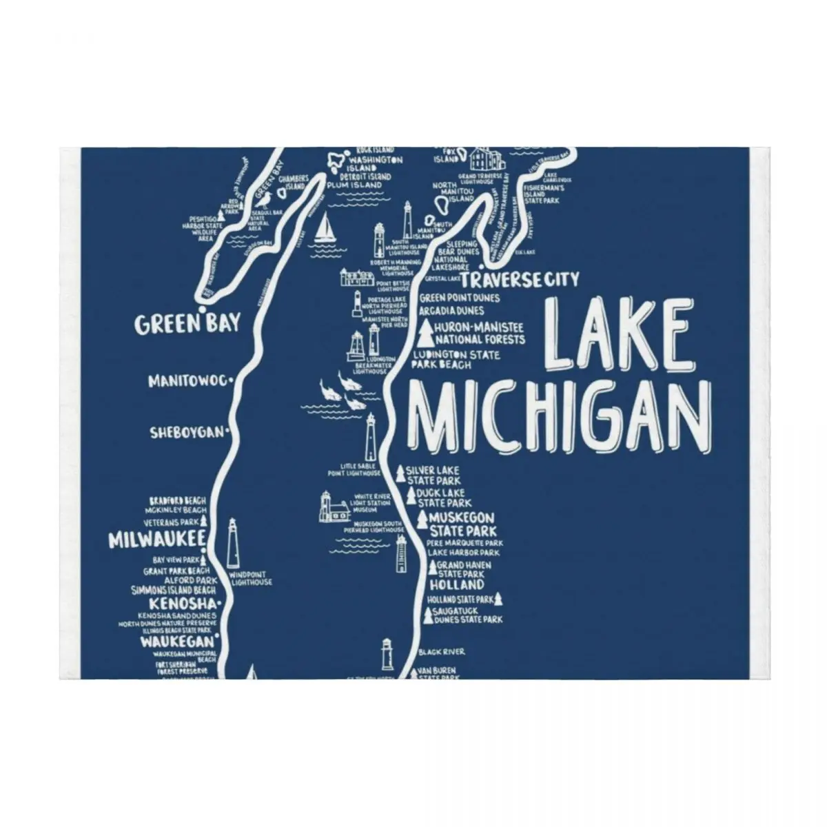 

Lake Michigan Map Throw Blanket heavy to sleep Warm anime Sofa Blankets